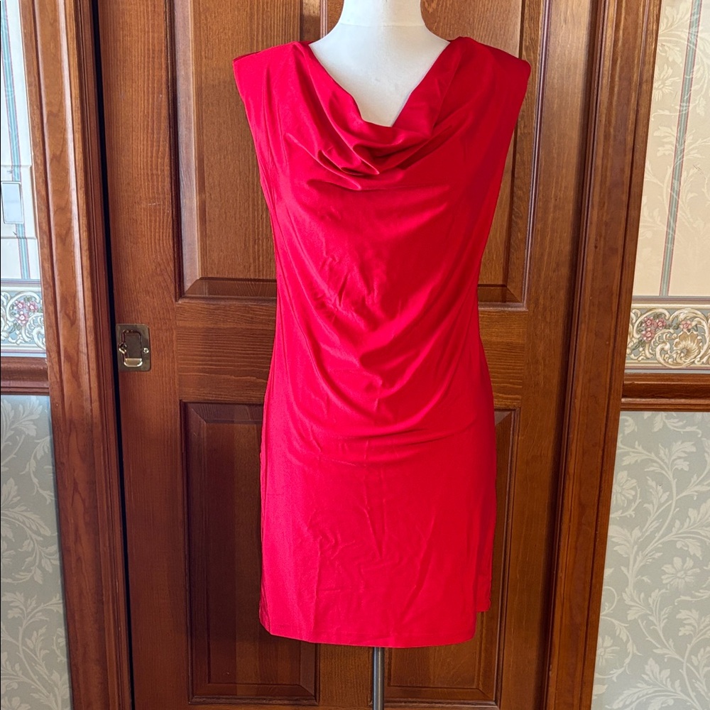 Bar III Vibrant Red Cowl Neck Mini Dress. Women’s size small